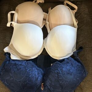 Women's Victoria secret pink  Smooth Bra Set - ivory and tan
